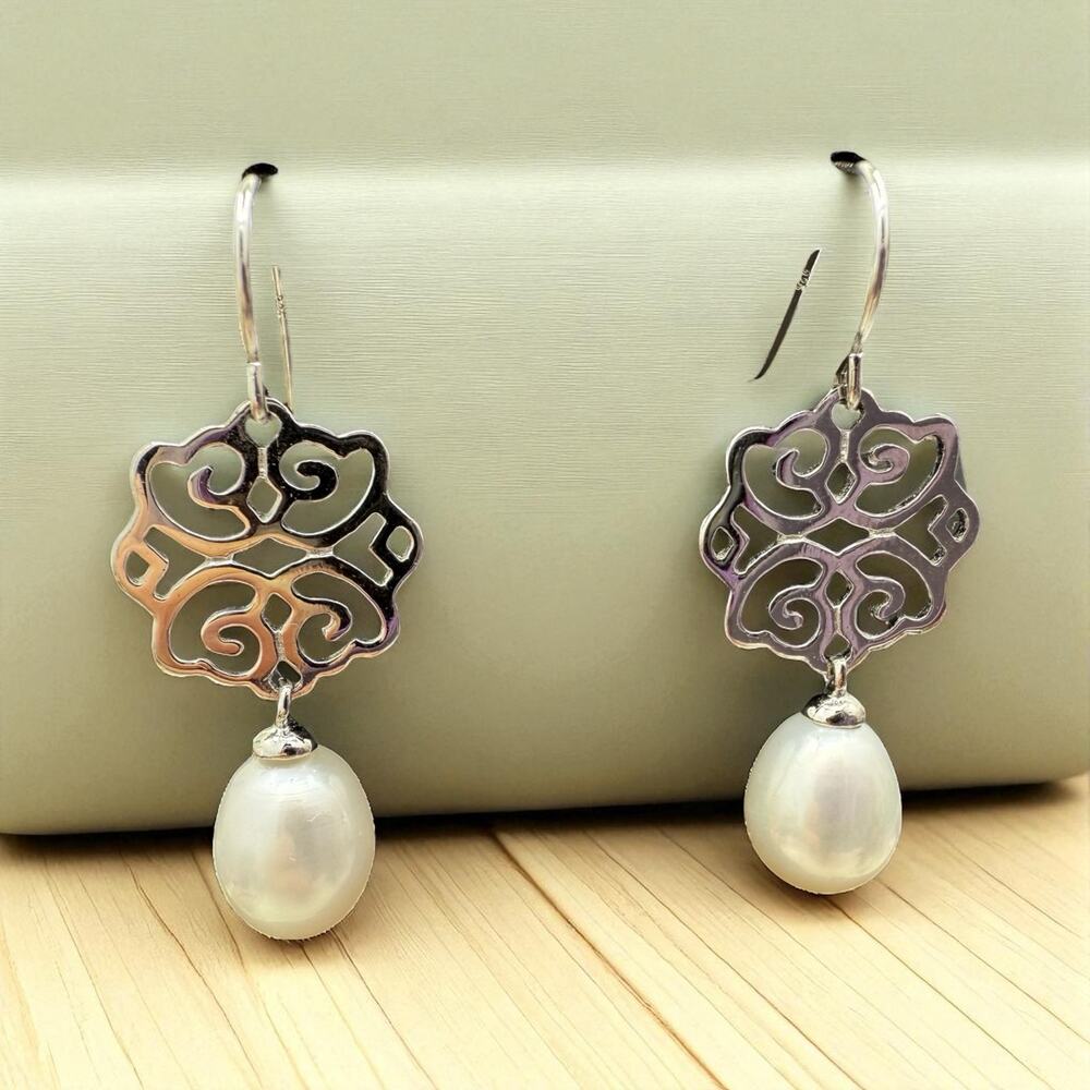 Swarovski Pearl Dangle Earrings 925 Sterling Silver - NEW